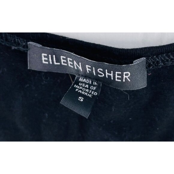 Eileen Fisher Black A-Line Tunic Blouse With 3/4 Sleeves Size Small Stretch Knit - Picture 2 of 5